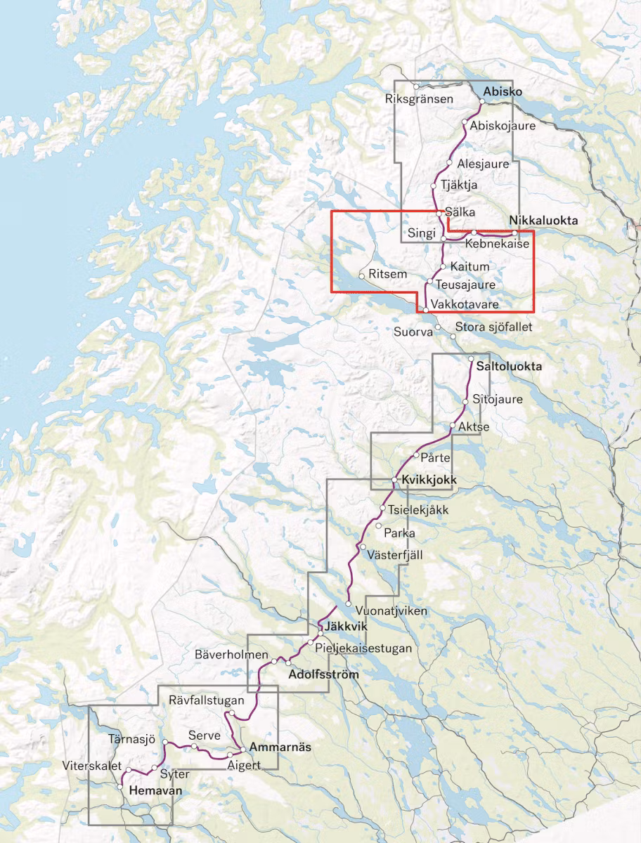 Calazo Kungsleden: Nikkaluokta, Ritsem & Vakkotavare 1:50 000