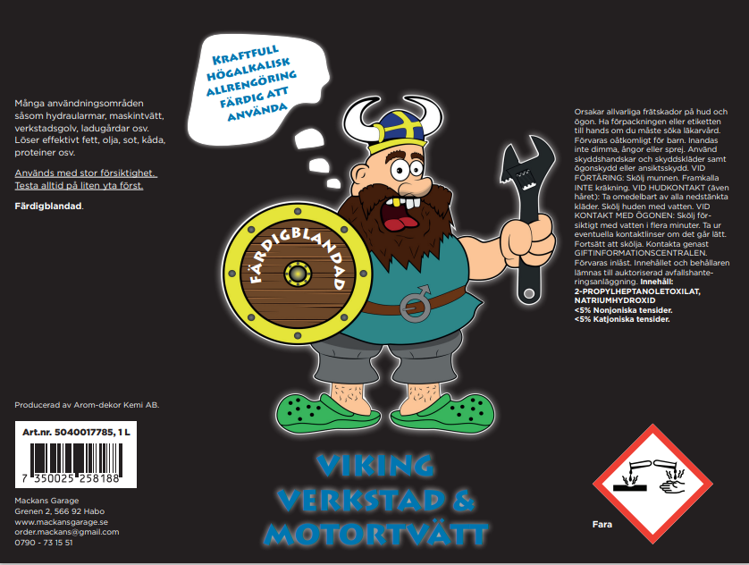 vikingtvätt motortvätt verkstad alkalisk allrengöringsmedel mackansgarage