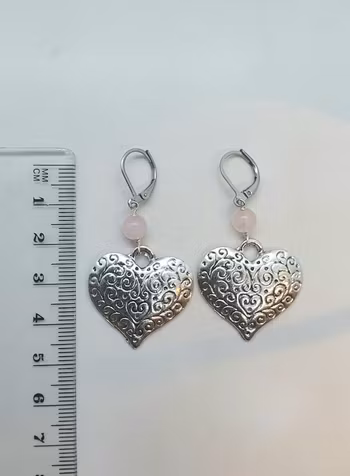 (Sålda) Örhängen Heart med rosenkvarts