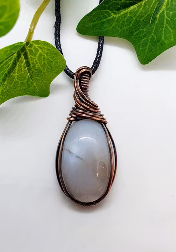 Halsband Swirly i koppar med grå agat