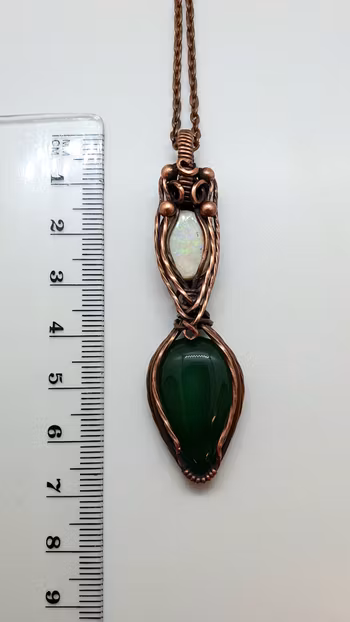 Halsband Delicious Double i koppar med grön onyx och australisk opal