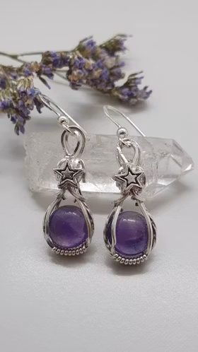 Örhängen Star i 925 sterlingsilver med ametister