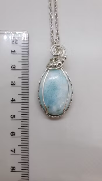 Halsband Swirly Pearls i 925 sterlingsilver med larimar