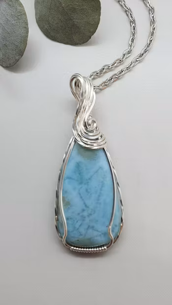 Halsband Swirly i 925 sterlingsilver med larimar