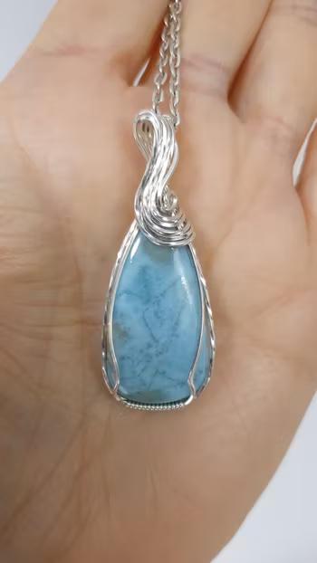 Halsband Swirly i 925 sterlingsilver med larimar
