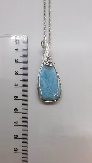 Halsband Swirly i 925 sterlingsilver med larimar