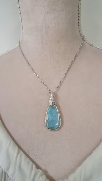 Halsband Swirly i 925 sterlingsilver med larimar