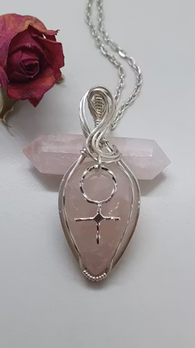 Halsband Swirly Woman i 925 sterlingsilver och rosenkvarts