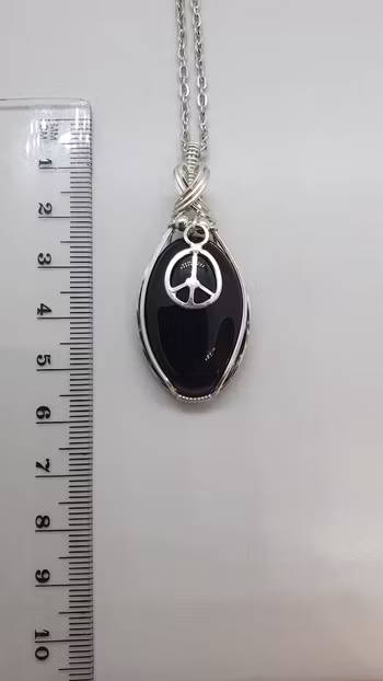Halsband Peace i 925 sterlingsilver med svart agat