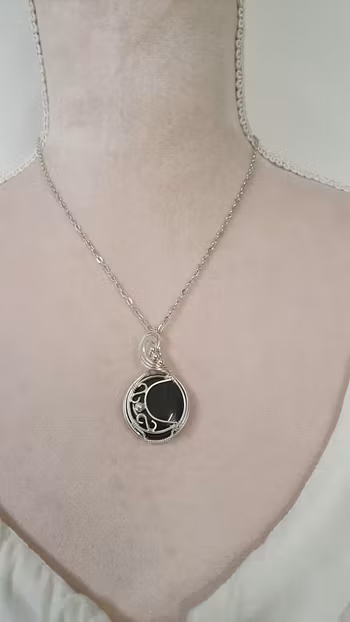 Halsband Magical Moon i 925 sterlingsilver med silver sheen obsidian