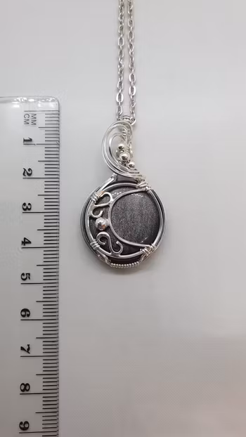 Halsband Magical Moon i 925 sterlingsilver med silver sheen obsidian