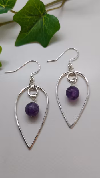Örhängen Omvänd Droppe i 925 sterlingsilver med ametist