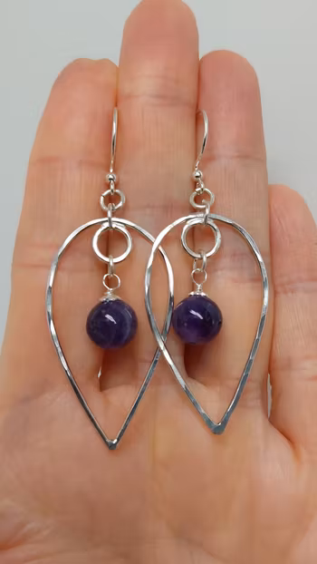 Örhängen Omvänd Droppe i 925 sterlingsilver med ametist