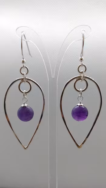 Örhängen Omvänd Droppe i 925 sterlingsilver med ametist
