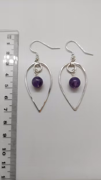 Örhängen Omvänd Droppe i 925 sterlingsilver med ametist