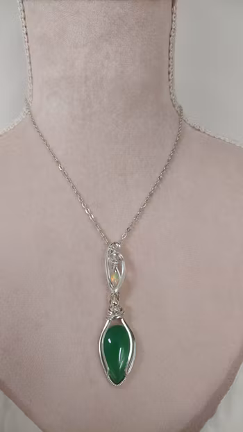 Halsband Delicious Double i 925 sterlingsilver med gröntonad agat och etiopisk opal