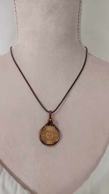 Halsband Coin i koppar med 2-öring från 1968