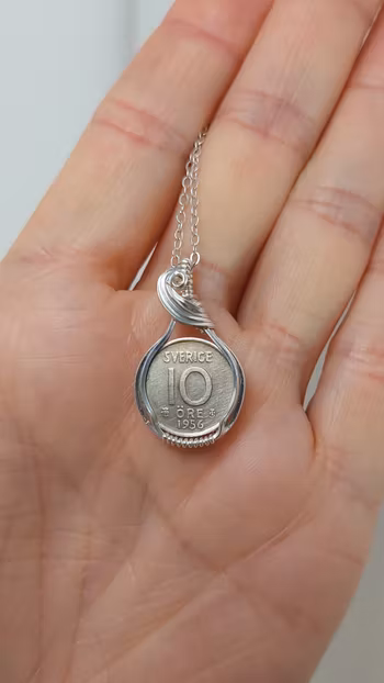 Halsband Coin i 925 sterlingsilver med 10-öring från 1956