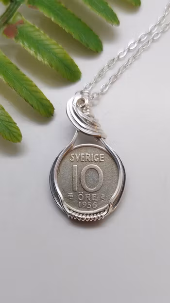 Halsband Coin i 925 sterlingsilver med 10-öring från 1956