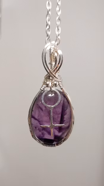 Halsband Swirly Woman i 925 sterlingsilver med trapiche ametist