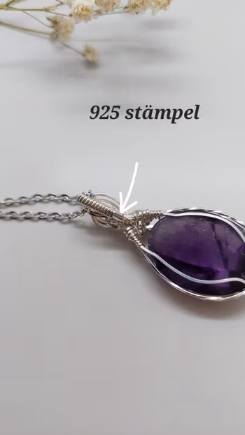 Halsband Swirly Woman i 925 sterlingsilver med trapiche ametist
