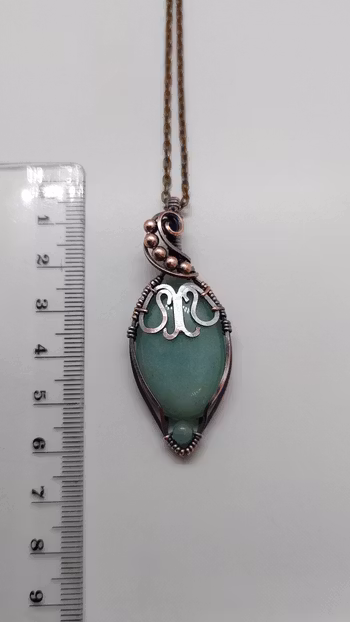 Halsband Elegant Ornament i koppar med grön aventurin