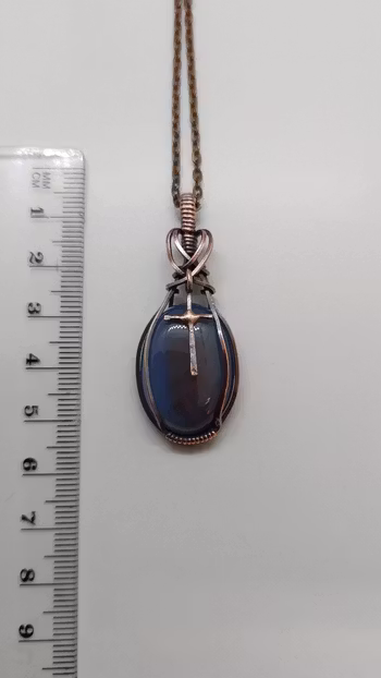 Halsband Cross i koppar med blåtonad agat
