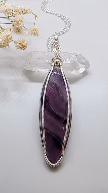 Halsband Classic Curves i 925 sterlingsilver med fluorit