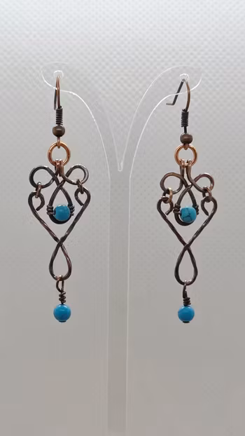 Örhängen Dazzling Dangles i koppar med turkos howlit
