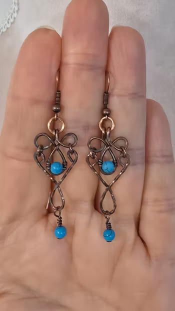 Örhängen Dazzling Dangles i koppar med turkos howlit