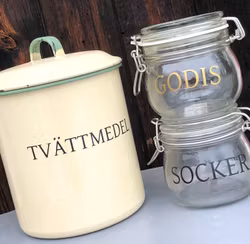 Egen text till ex, burkar / glas