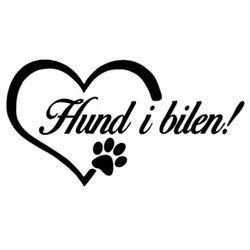 Dekal - Hund i bilen! i hjärta