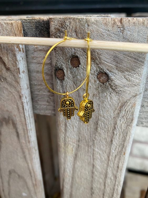 Örhängen – Hamsa, små, guld