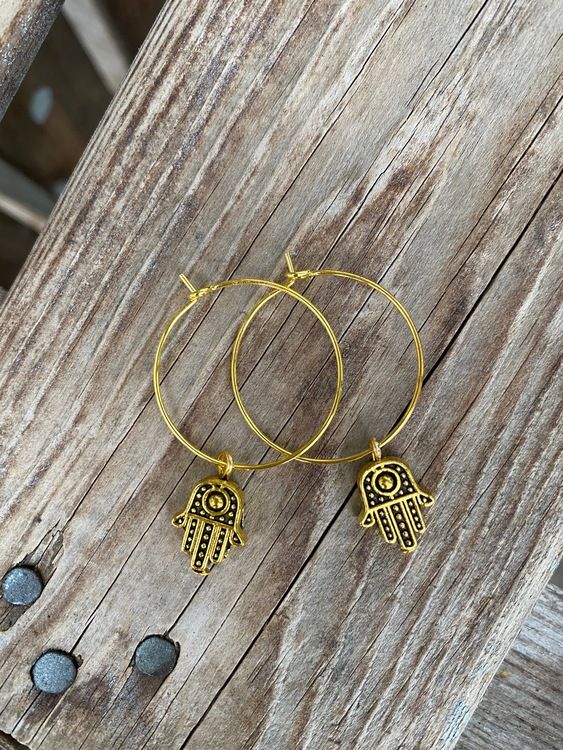 Örhängen – Hamsa, små, guld