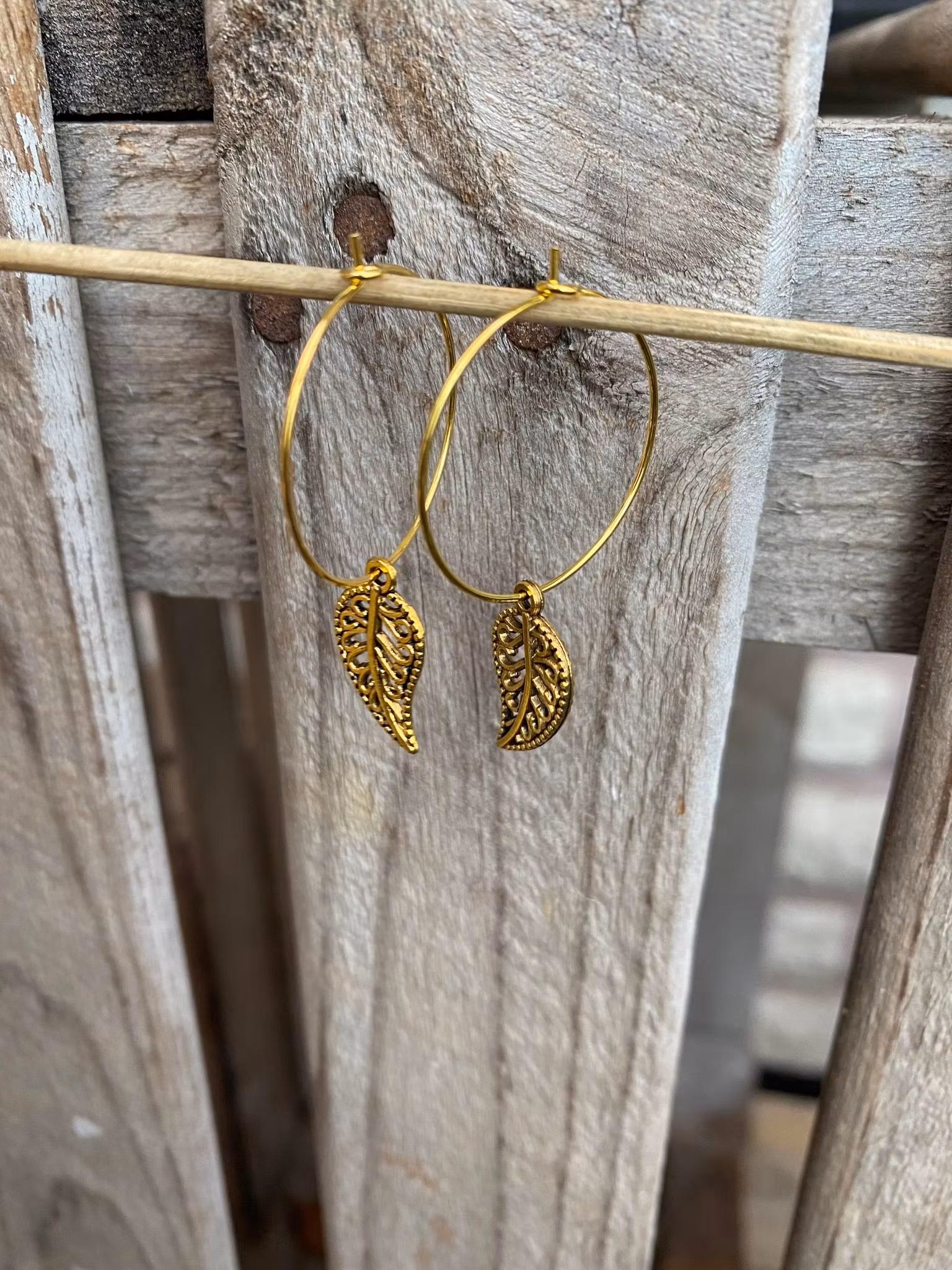 Örhängen – Löv, guld
