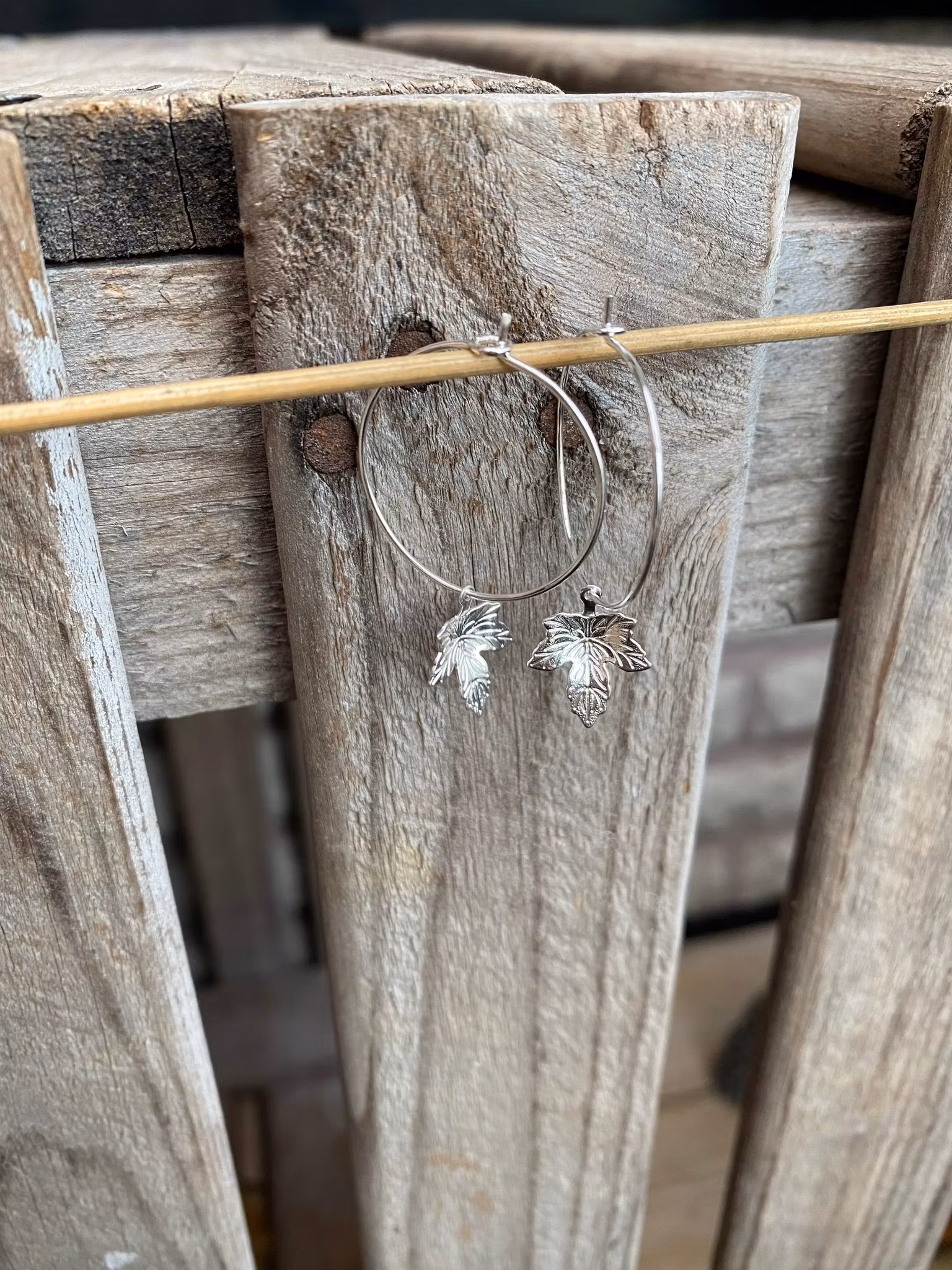 Örhängen – Löv, silver