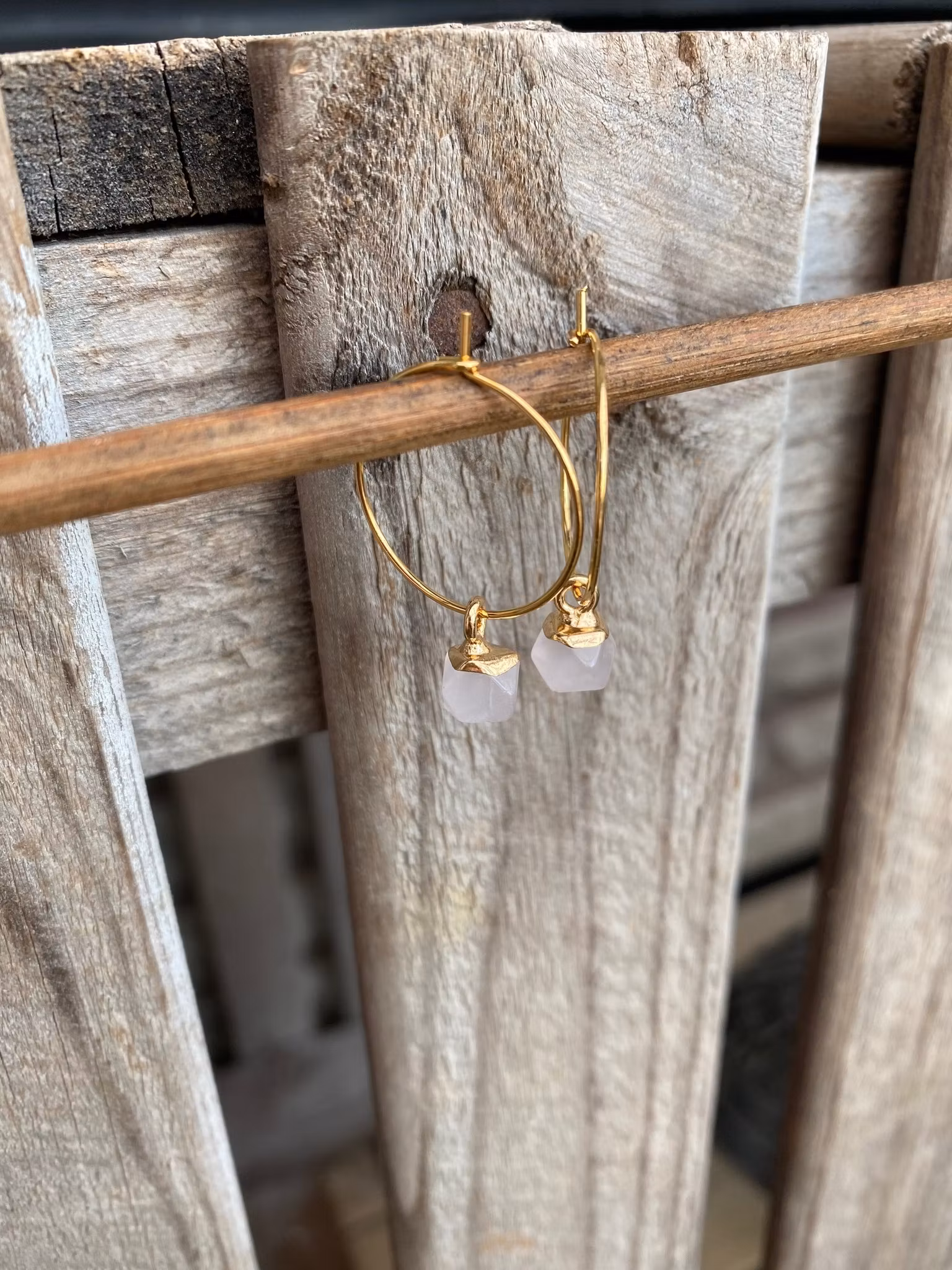 Örhängen – Rosenkvarts, mini