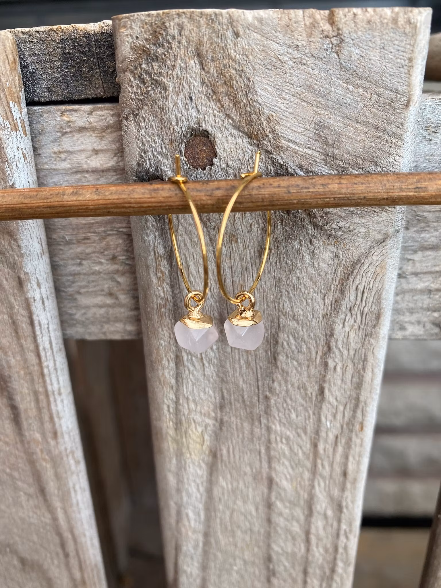 Örhängen – Rosenkvarts, mini