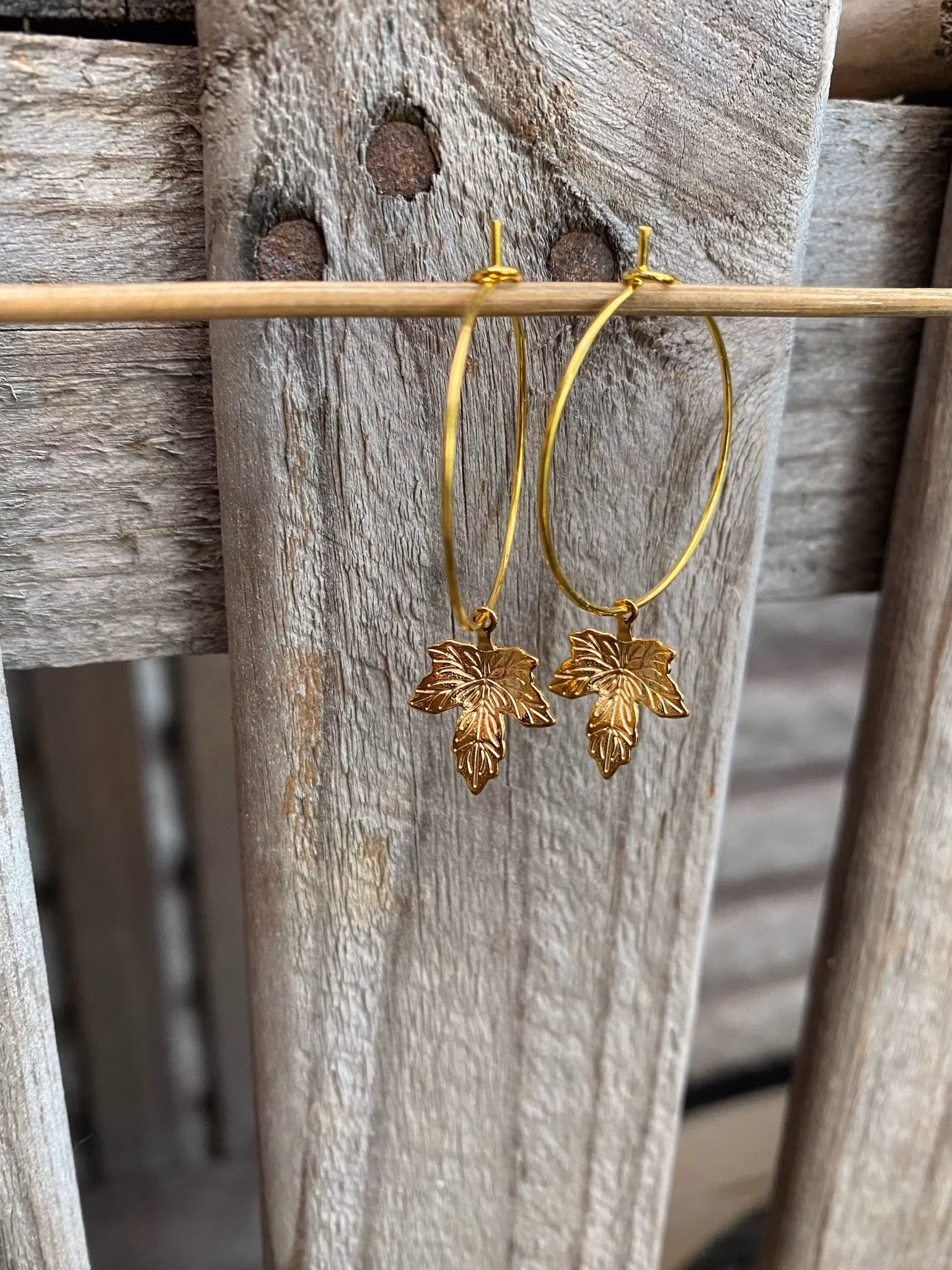 Örhängen – Löv, guld