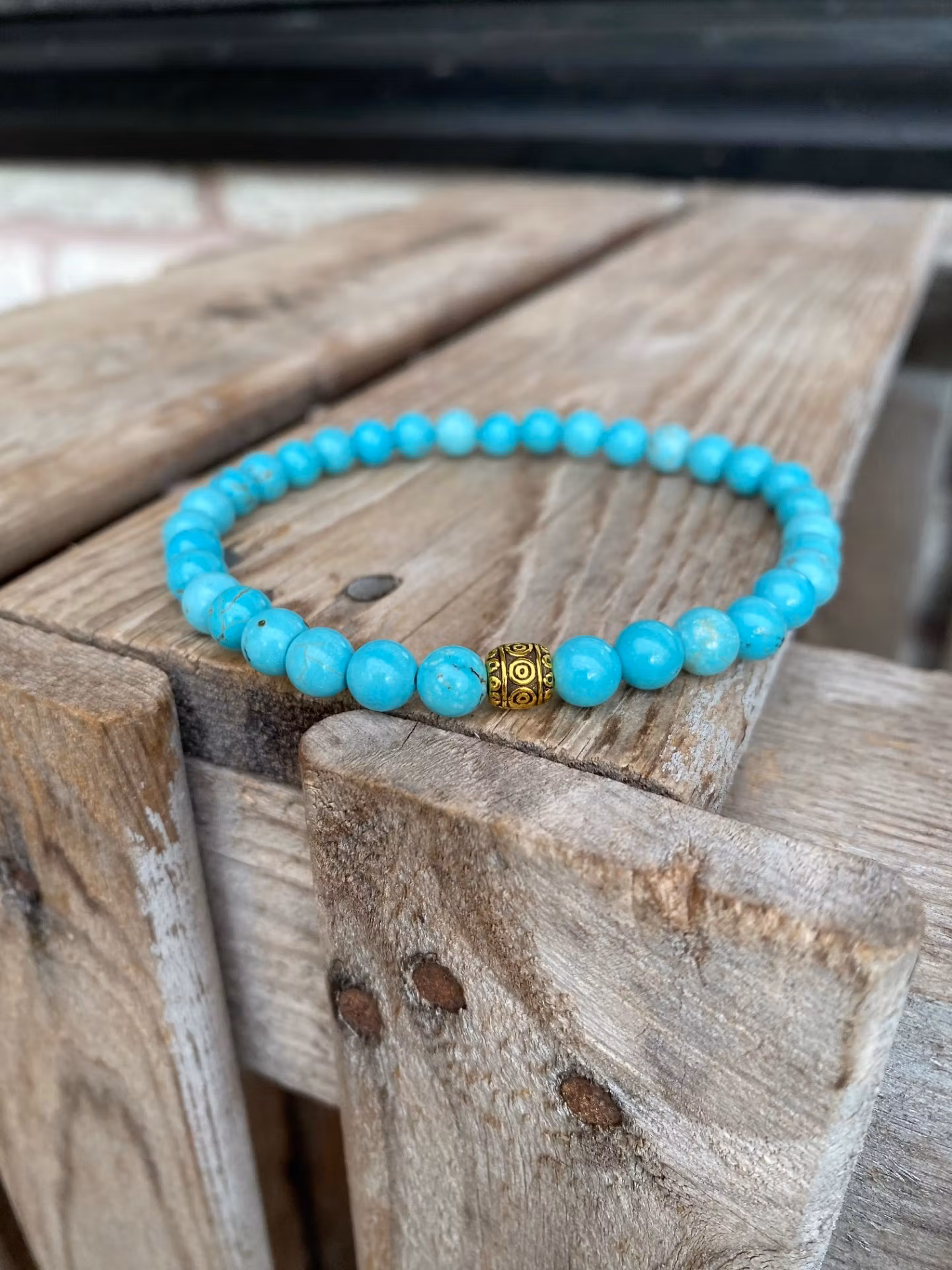 Armband – Turkos & guldpärla