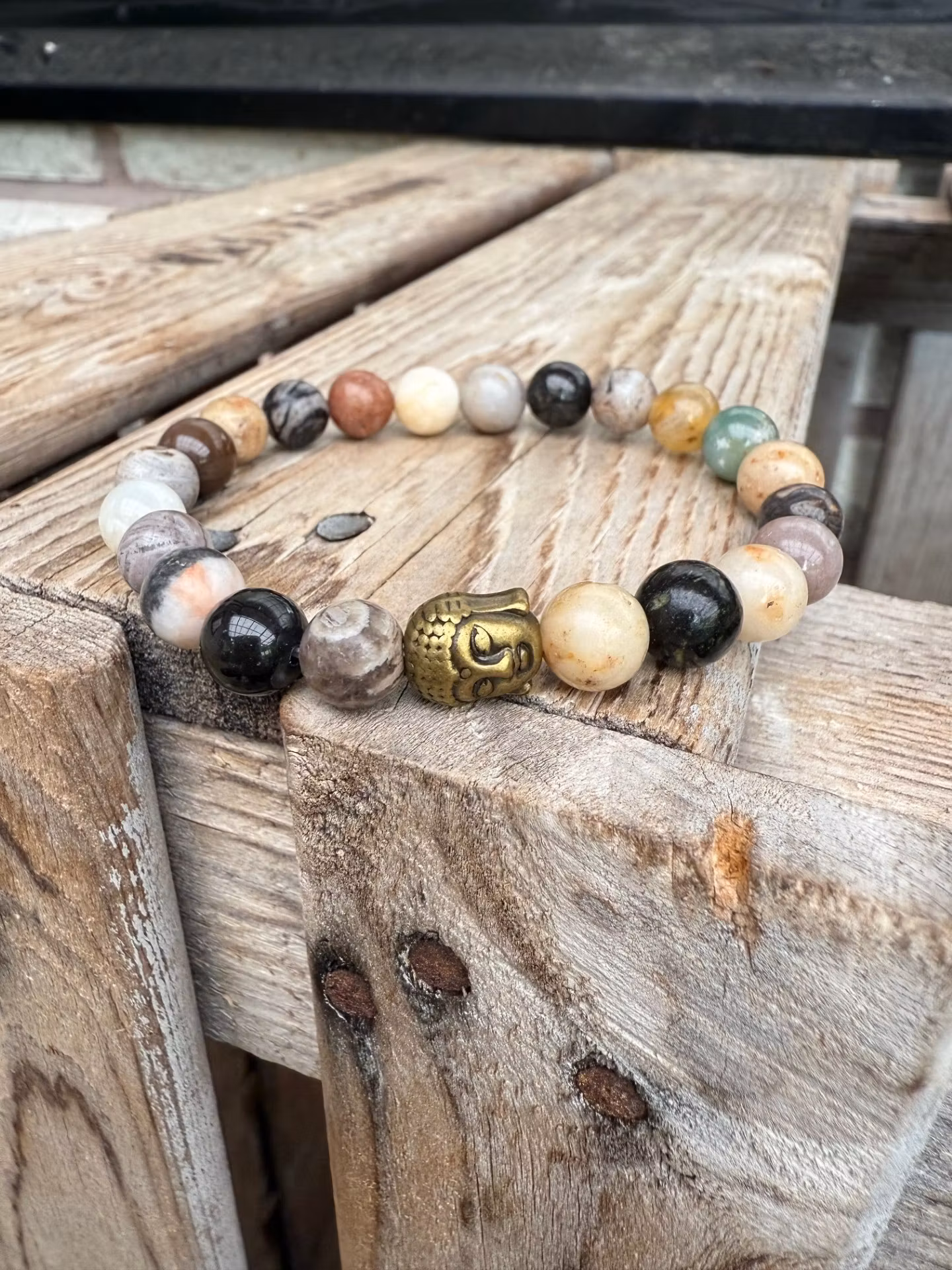 Armband – Agater, jaspis & buddha
