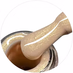 Bella Elvira 12ml – Beige gelélack med gyllene glitter