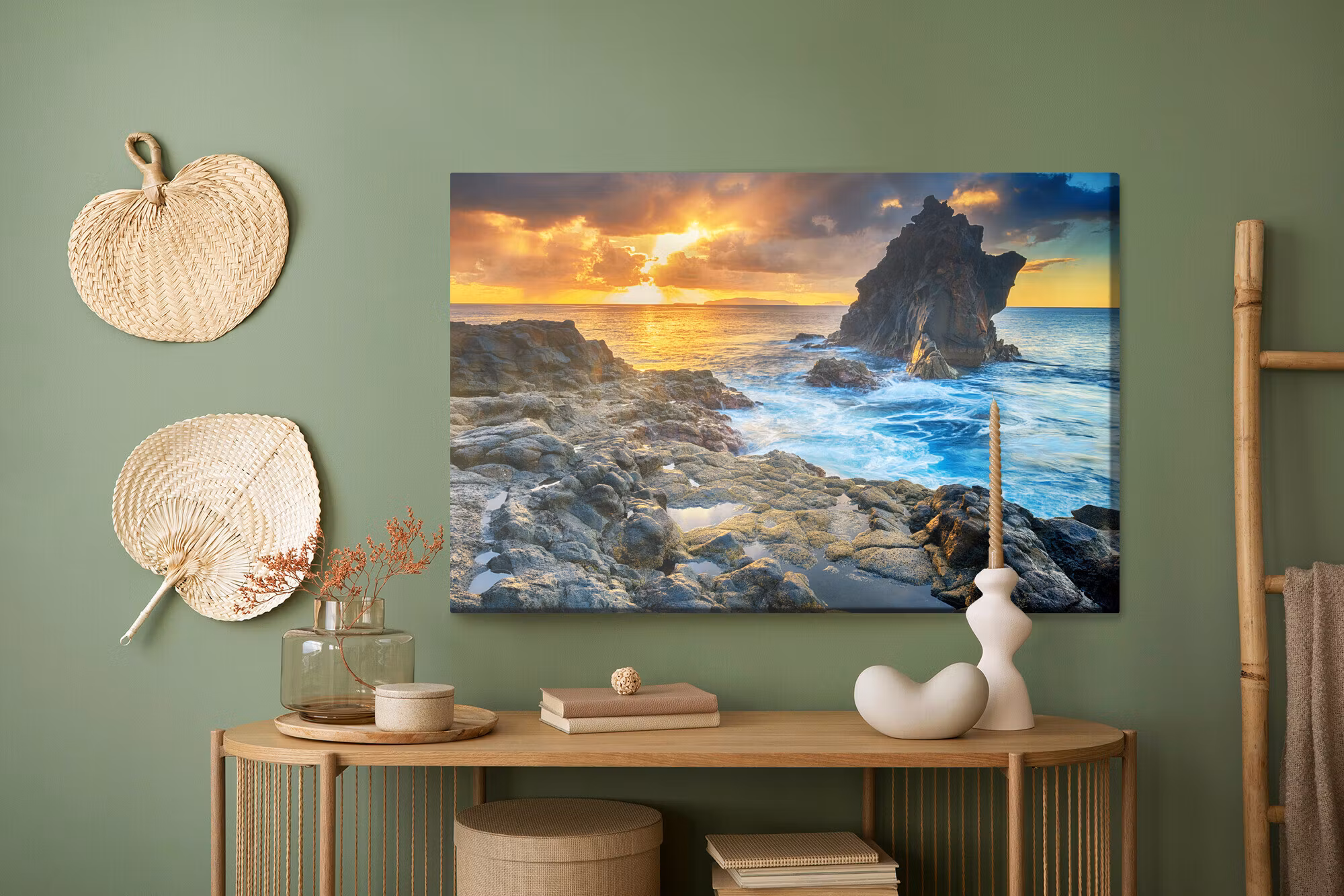 Canvastavla - Sunset over the water