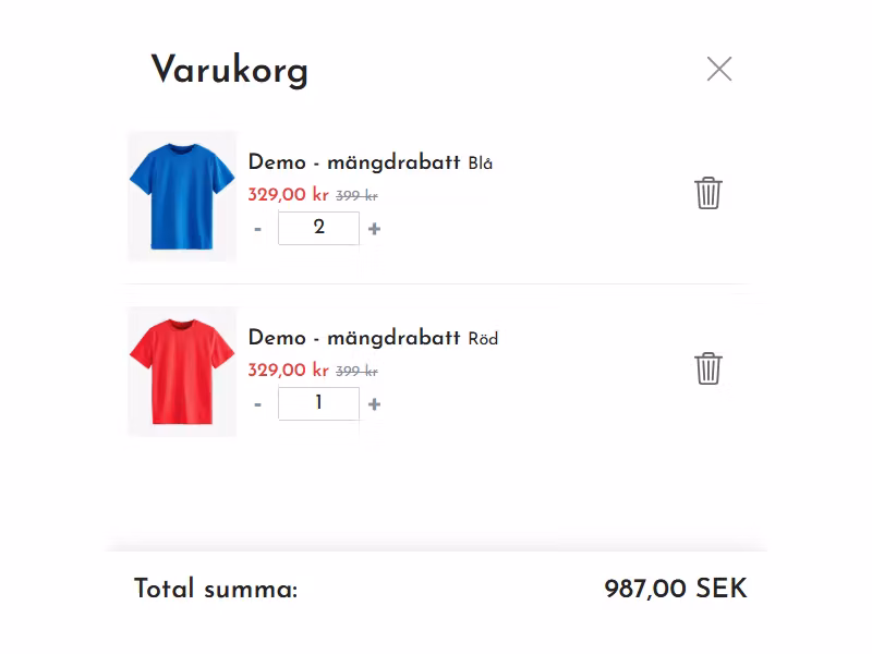 Mängdrabatter i varukorgen