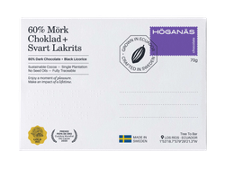 60% Mörk choklad + Lakrits Höganäs Chocolate Kakor 70g