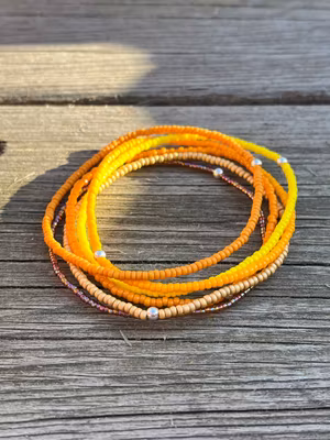 6-pack enkla armband, guld/gul/orange/brun