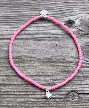 Rosa armband med minisilversnäcka