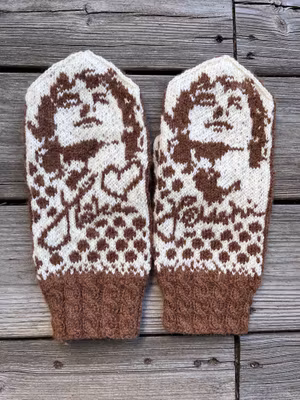 Håkan-vantar, brun-vita