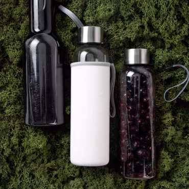 Glasflaska med namn - Marinblå