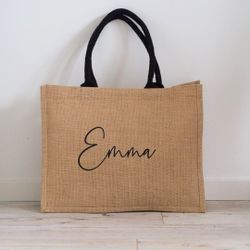 Personlig juteväska - Shopper med namn